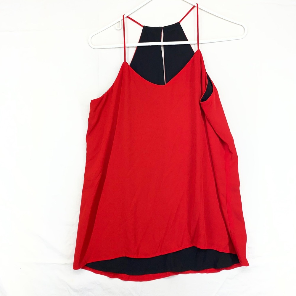 Red Halter Neck Camisole Top with Black Lining Keyhole Back ID 90233 01/16